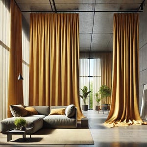 Extra Long Faux Linen Curtains, Double Sided Drapes, 39 Colors