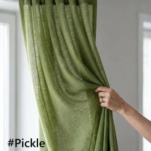 Linen Sheer Curtain Panel in 45 Colors, Rod Pocket, Hook and Ring, Back Tab
