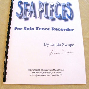 SEA PIECES for solo tenor recorder by composer Linda Swope image 1