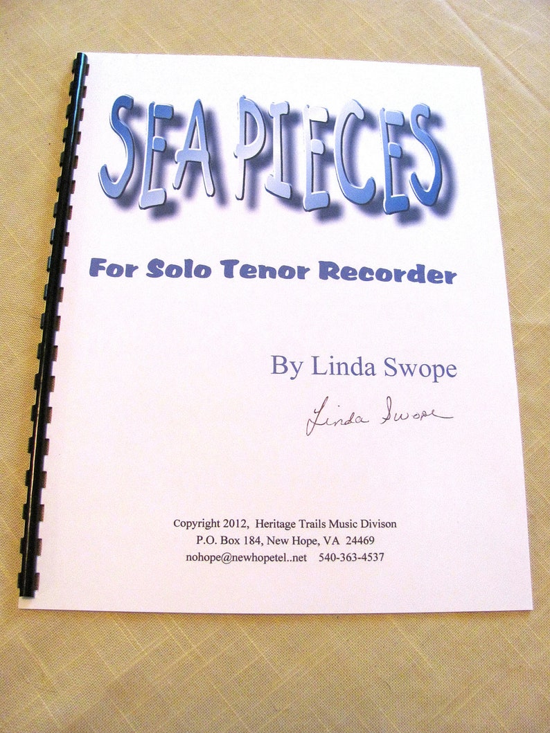 SEA PIECES for solo tenor recorder by composer Linda Swope image 1