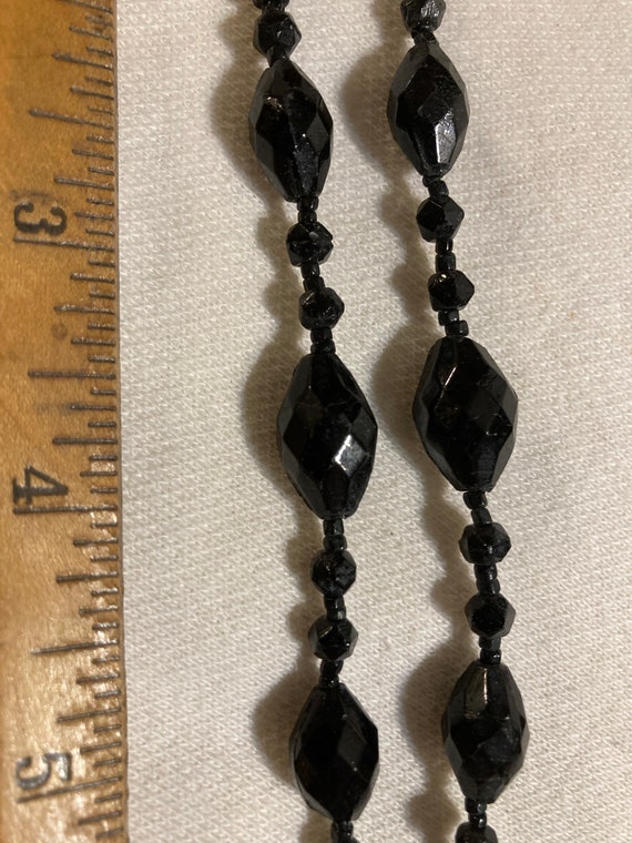 Victorian black faceted bead necklace made from c… - image 2