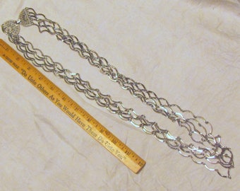 5 Strand long silvertone costume jewelry necklace