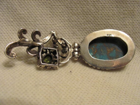 Sterling Silver Turquoise and Gemstone Large Orna… - image 3