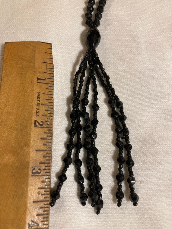 Victorian black faceted bead necklace made from c… - image 3