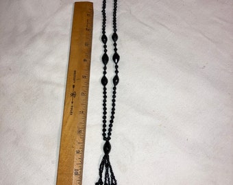 Victorian black faceted bead necklace made from coal