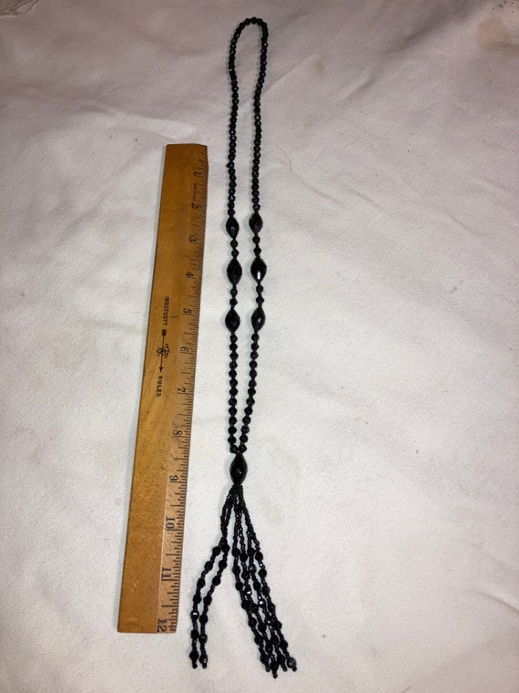 Victorian black faceted bead necklace made from c… - image 1