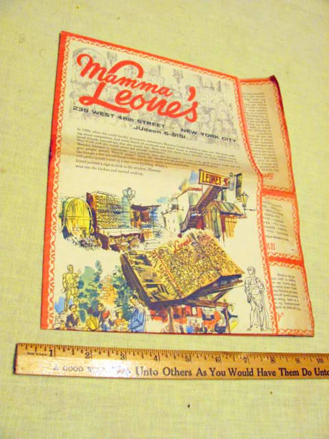 Vintage 1970's Mama Leone's Restaurant Menu New York Etsy