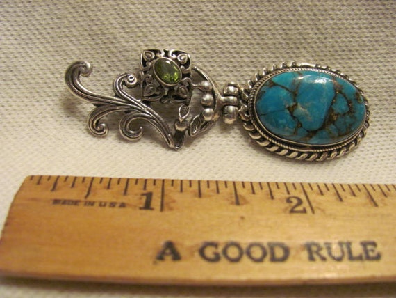 Sterling Silver Turquoise and Gemstone Large Orna… - image 2