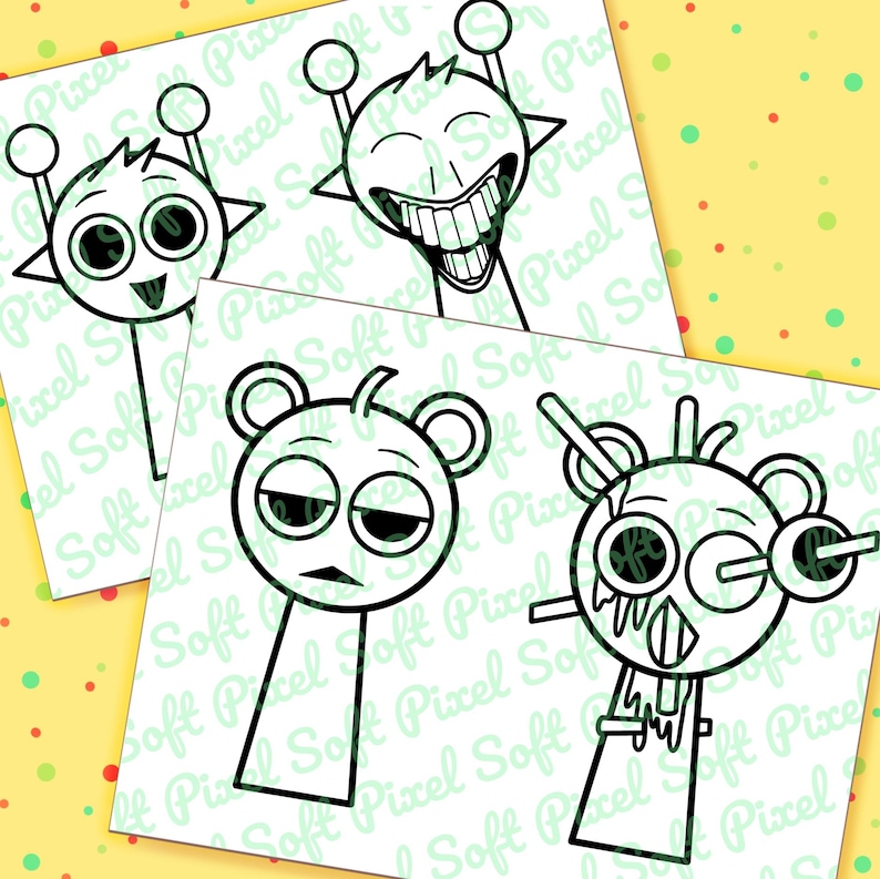 8 Incredibox Sprunki Coloring Pages for Kids Vineria Oren Jevin Sky ...
