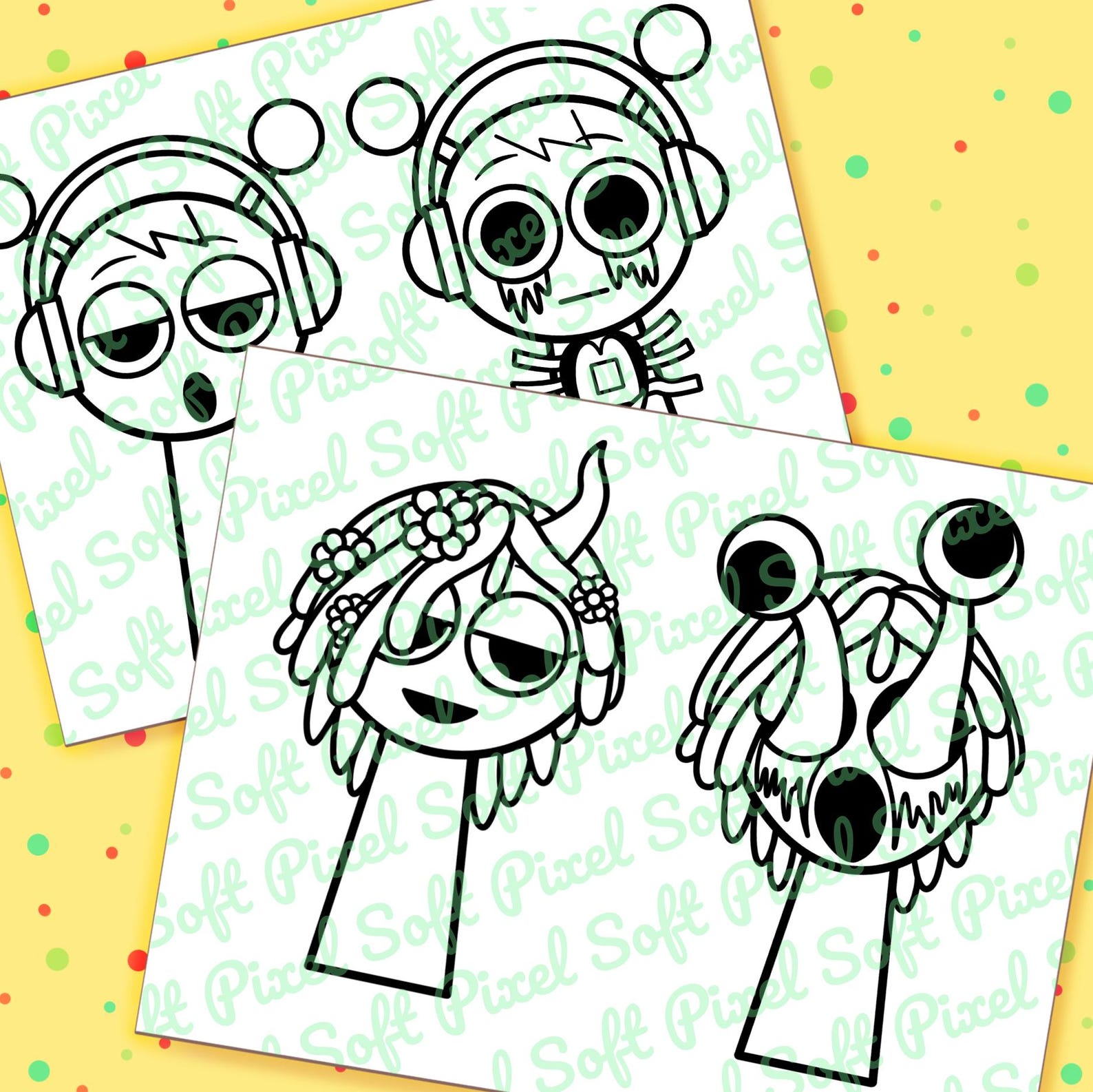 8 Incredibox Sprunki Coloring Pages for Kids Vineria Oren Jevin Sky ...