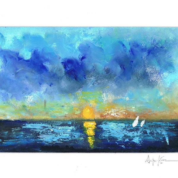 SAILING AT DAWN, Amparo Lopez Paintings, Original Oil Painting,