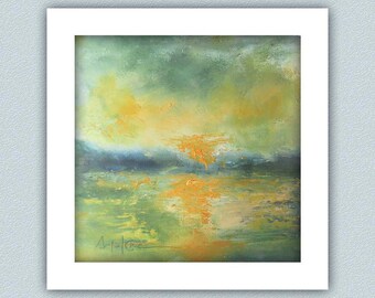 Orange reflexion, Original Oil Painting,  Amparo Lopez Paintings, gift for housewarming, wedding, retirement, anniversary, appreciation gift