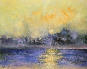 SUNSET, Amparo Lopez  Cruz Paintings, Original Oil Painting,