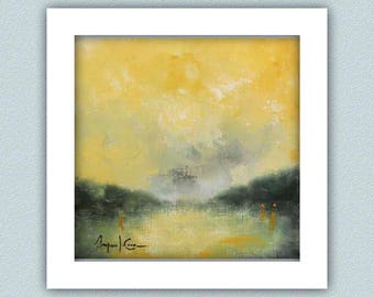 Yellow reflexion, Original Oil Painting,  Amparo Lopez Paintings, gift for housewarming, wedding, retirement, anniversary, appreciation gift