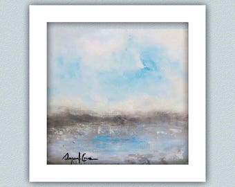 Blue reflexion, Original Oil Painting,  Amparo Lopez Paintings, gift for housewarming, wedding, retirement, anniversary, appreciation gift