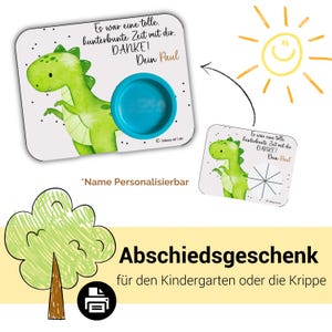 Cadeau d'adieu personnalisé avec dinosaure et porte-pâte - cadeau pour la maternelle, thésaurisation de la crèche