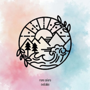 Mountain decal Sticker; Mountain and Ocean Sticker; Adventure Sticker; Hiking Sticker; Outdoors Sticker; Camping Sticker; PNW Sticker
