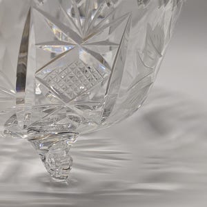 Vintage Etched Crystal  Candy Dish; Vintage Crystal; Lead Crystal; Vintage Glass; Sawtooth Etched; Glass; American Brilliant