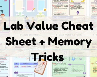 Lab Value Understood | Lab Value Cheat Sheet + Memory Tricks |10 Pages ...