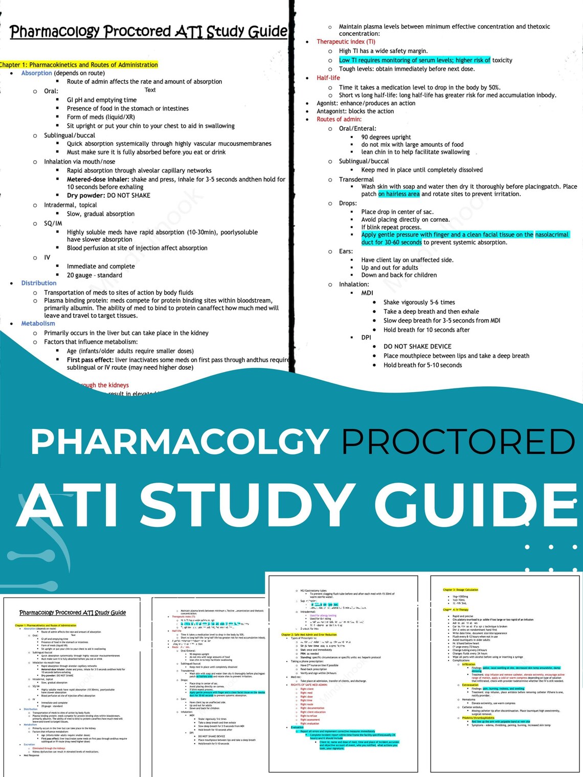 The Best PHARMACOLOGY Proctored ATI Study Guide, Ati Pharmacology Notes ...