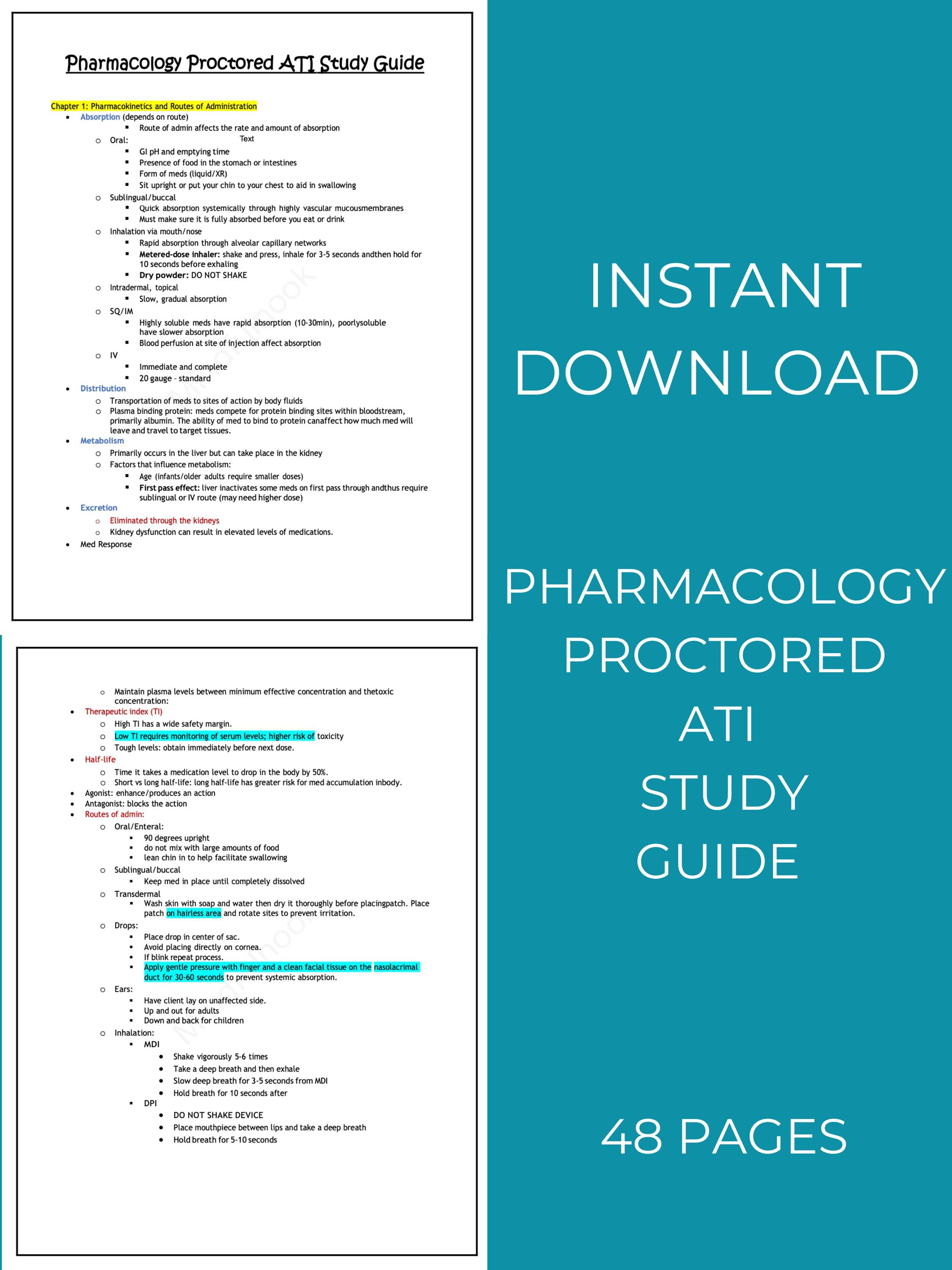 The Best PHARMACOLOGY Proctored ATI Study Guide, Ati Pharmacology Notes ...
