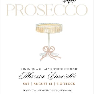 Pearls & Prosecco Bridal Shower invitation, Bridal Shower Instant Download