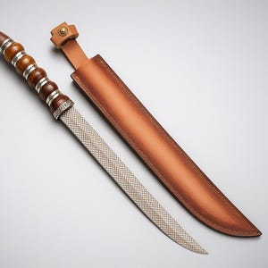 Handmade Viking Bearded Axe | Hand-Forged Etched Steel Blade | Carved Wood Handle | Leather Sheath Included, Gift for Him