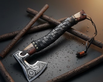 Hand Forged Viking Axe | Engraved Carbon Steel Hatchet | Custom Groomsmen Gift