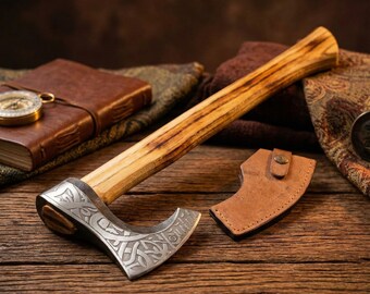 Damascus Historical Short Sword Prop | Ornate Brass Handle | Collector Display Blade