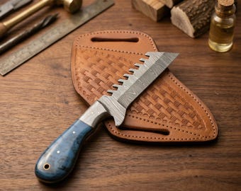 Curatorial-Industrial 8" Topographic Damascus Sculpture | Slate-Tide 2026 Premier Boutique Art