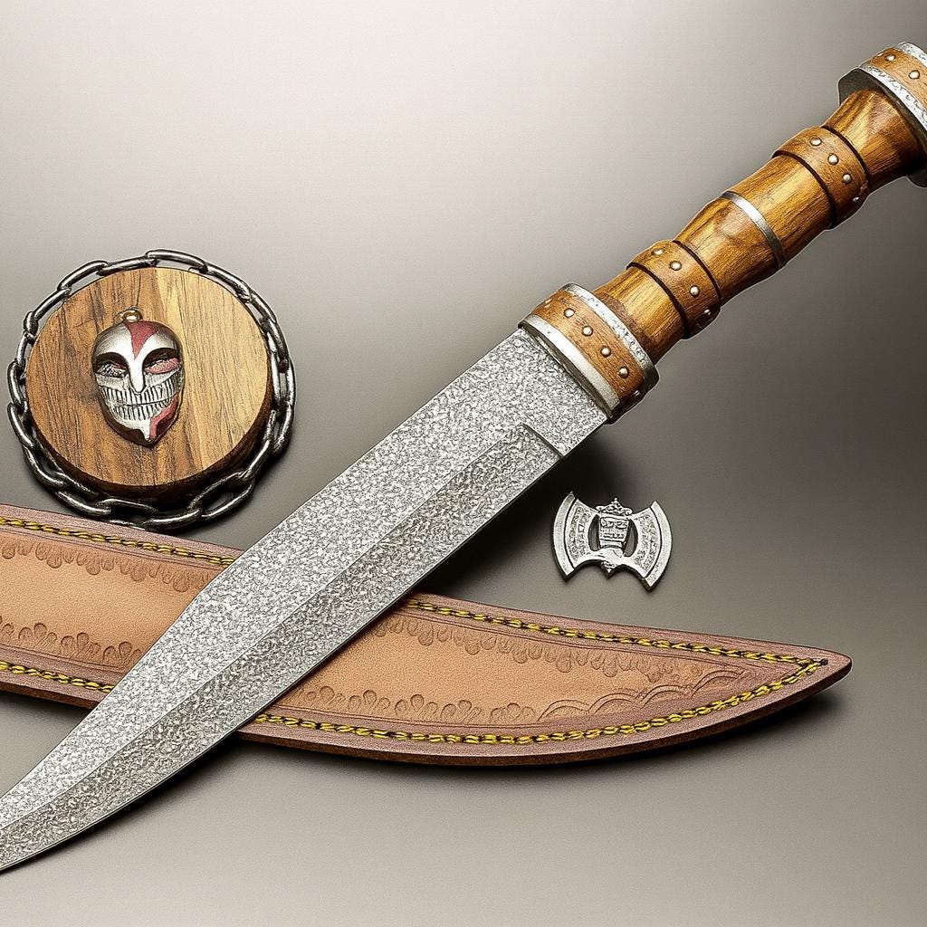 19" Handmade Damascus Steel Dagger Knife | Multi-Colored Resin Handle | Double-Edged Fixed Blade with Sheath