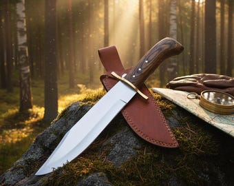D2 Steel Bowie Knife | Rosewood Handle Hunting Tool | Hand Forged | 4th of July Special
