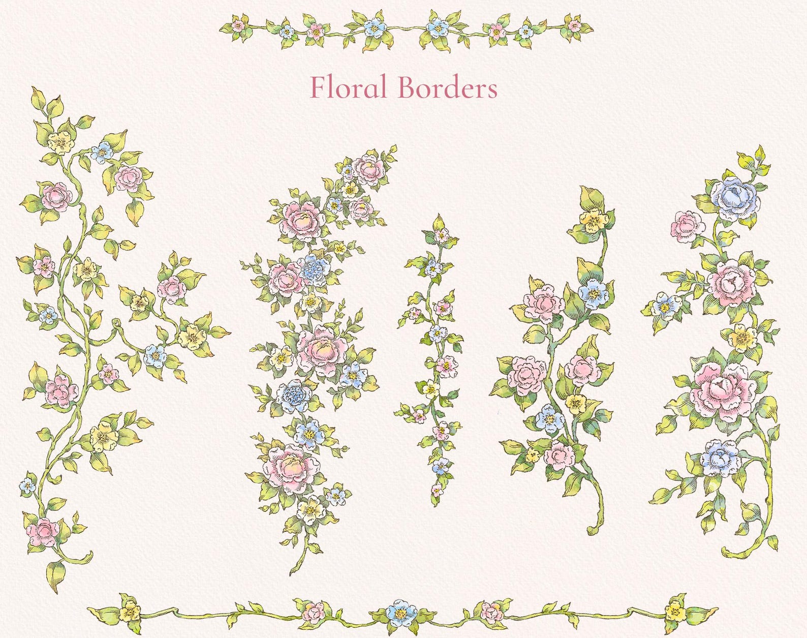 Florena Png Eps Svg Pdf Floral Borders, Cottage Core, Vintage Clipart ...