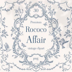 Rokoko-Affäre PNG Vintage Clipart, Blumenrahmen, viktorianischer Rahmen, Hochzeitskamm, Rose Linie Kunst, Vögel, Schmetterlinge, Bogen, Banner, botanisch
