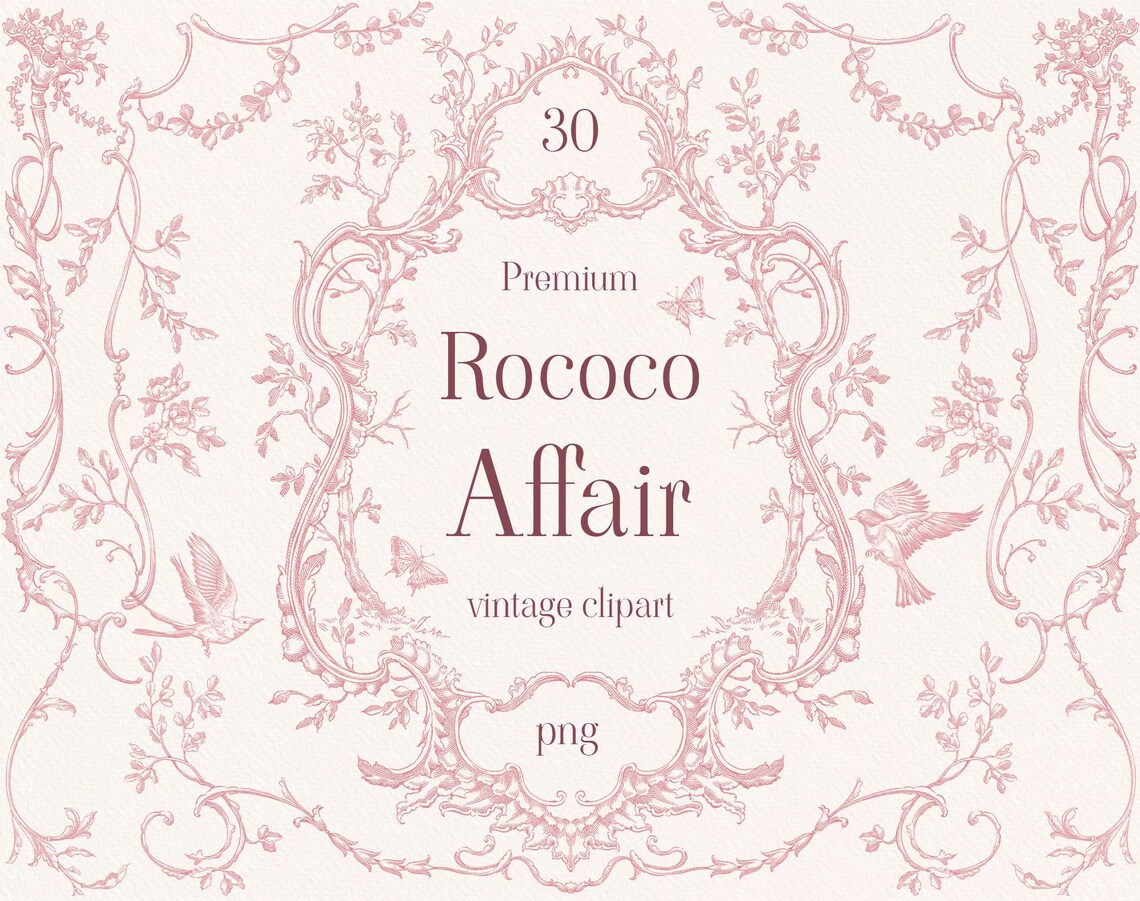 Svg Rococco Rococo Affair PNG SVG Pink Vintage Clipart, Floral Borders, Victorian ...