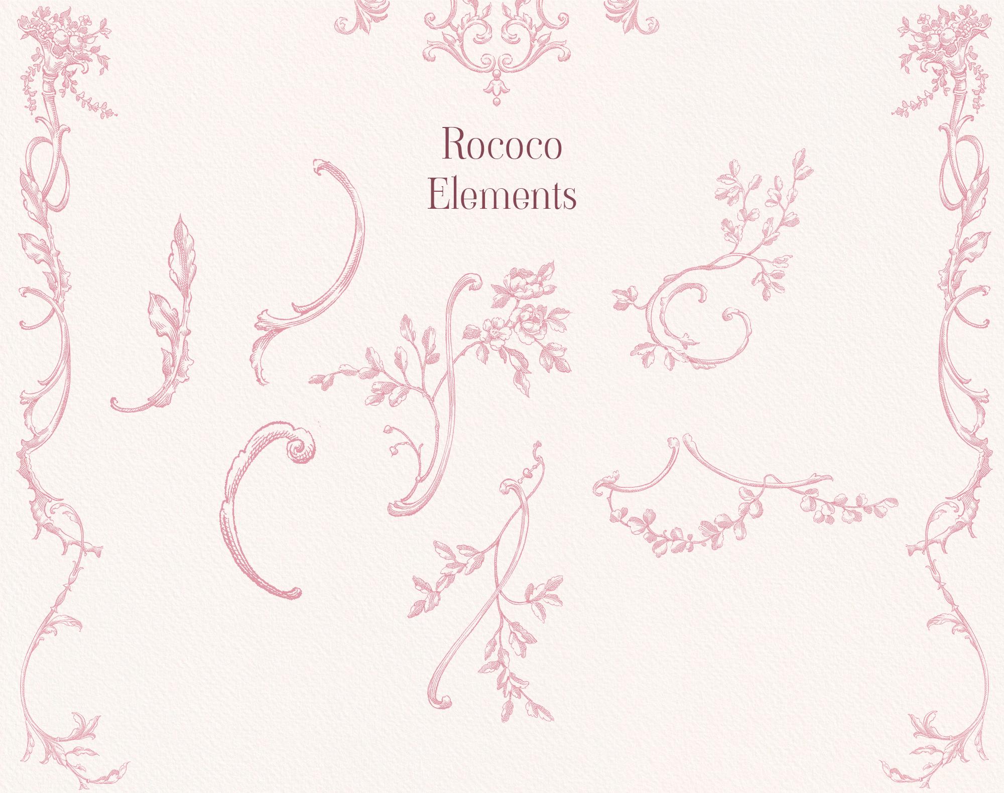 Rococo Affair PNG SVG Pink Vintage Clipart, Floral Borders, Victorian ...