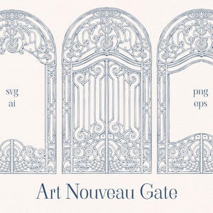 Tor im Jugendstil, png, ai, eps, svg, Rahmen für Hochzeitseinladung, Vintage Tor, Vintage Borte, Line Art Illustration, Clipart, Vektor Tor