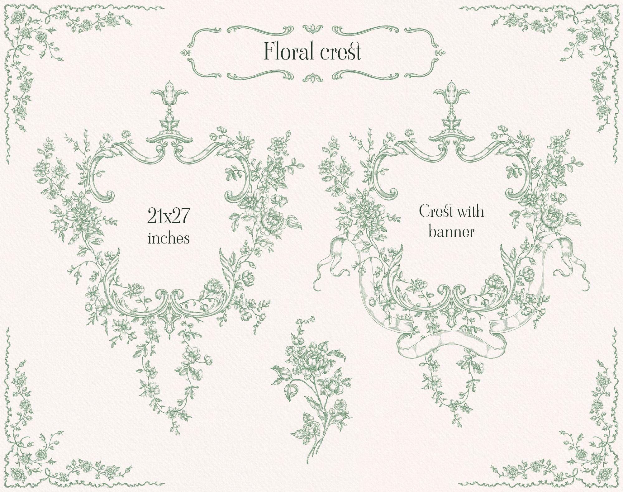 Fleur D’amour PNG Floral Green Clipart, Floral Borders, Rococo Frames ...
