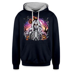 Sexy Skeleton Unisex Halloween Contrast Hoodie
