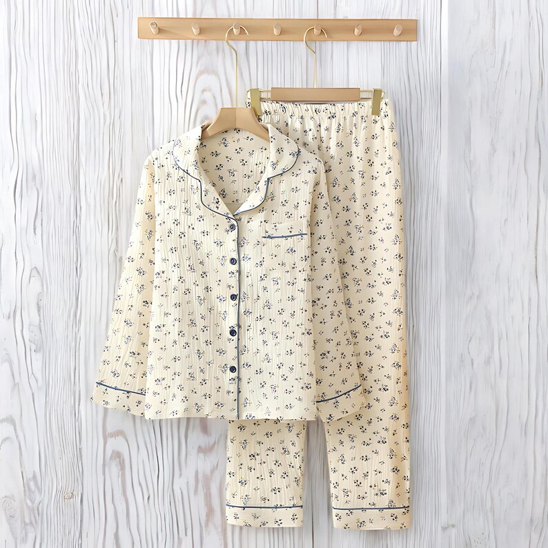 Pure Cotton Floral Pajamas Muslin Cotton Women's Pajama Set