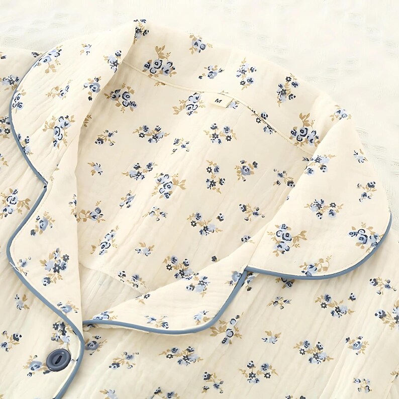 Pure Cotton Floral Pajamas Muslin Cotton Women's Pajama Set
