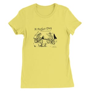 Perfect Day-T-shirt: Cartoon Cyclists Camping Dog Lovers T-shirt