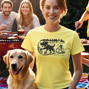 Funny Dog Roller Skate T-Shirt | Cartoon Dog Chased by Dad | Gift for Dog Lovers