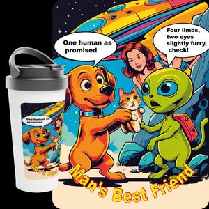 Man's Best Friend-reismok - grappige cartoon hond en alien - 15oz roestvrijstalen koffiekopje