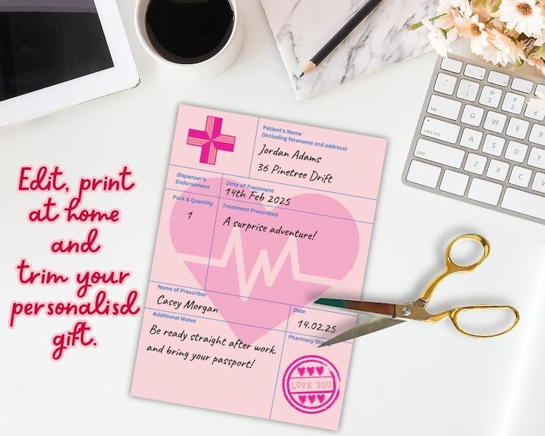Editable Valentine's Day Prescription Template, Valentine's Day ...