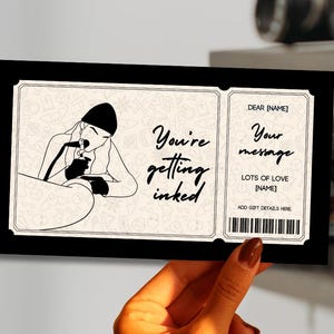Buono regalo per tatuaggio digitale / Certificato regalo per tatuaggio / Buono elettronico per tatuatore / Carta regalo personalizzata / Stampa a casa / Regalo dell'ultimo minuto
