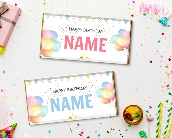 Personalised Birthday Galaxy Chocolate Bar Wrapper, Editable Template (Digital Download)