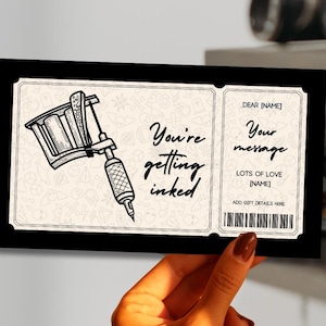Vale de regalo para tatuajes imprimible / Certificado de regalo para tatuajes / Vale electrónico You're Getting Inked / Tarjeta de regalo digital / Impresión en casa / Último minuto