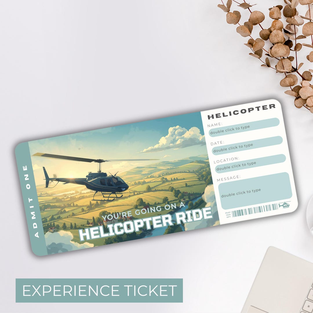 Helicopter Ride Flyer Printable Helicopter Ride Surprise Ticket. Digital Helicopter Flying ...