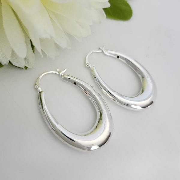 Teardrop Hoop Earrings. Chunky Puffy Lightweight
